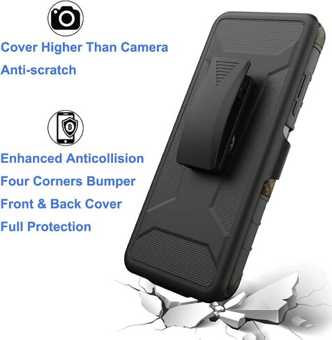 Ailiber for Celero 5G Phone Case Boost Mobile, Wingtech Celero 5G Case Holster with Screen Protector, Swivel Belt Clip Holster with Kickstand, Heavy Duty Full Body Shockproof Cover for Celero 5G-Camo in Saudi Arabia