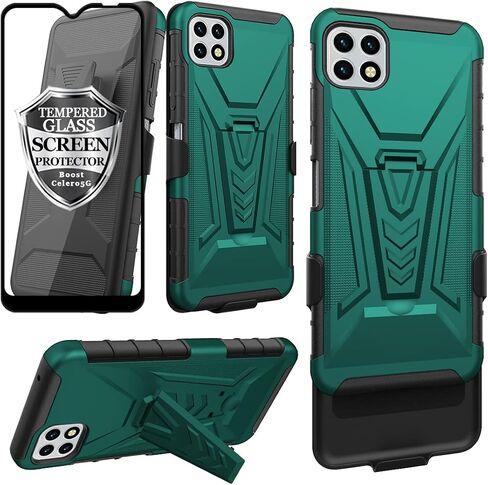 Ailiber for Celero 5G Phone Case Boost Mobile, Wingtech Celero 5G Case Holster with Screen Protector, Swivel Belt Clip Holster with Kickstand, Heavy Duty Full Body Shockproof Cover for Celero 5G-Camo in Saudi Arabia