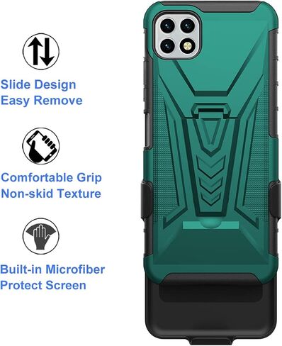 Ailiber for Celero 5G Phone Case - Boost Mobile, Wingtech Celero 5G Case Holster with Screen Protector, Swivel Belt Clip Holster with Kickstand, Heavy Duty Full Body Shockproof Cover - Green in Kuwait