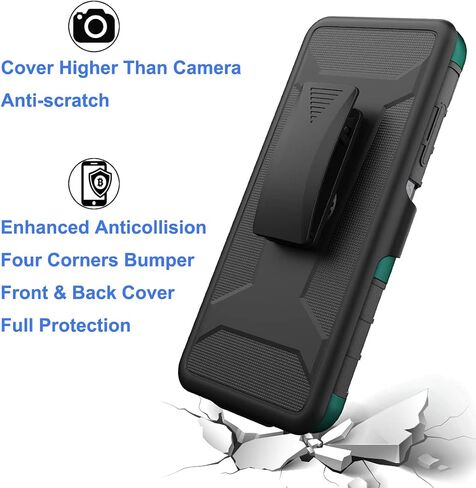 Ailiber for Celero 5G Phone Case - Boost Mobile, Wingtech Celero 5G Case Holster with Screen Protector, Swivel Belt Clip Holster with Kickstand, Heavy Duty Full Body Shockproof Cover - Green in Kuwait