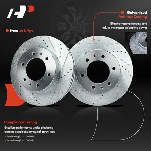 A-Premium 12.40 inch (315mm) Front Drilled and Slotted Disc Brake Rotors + Ceramic Pads Kit Compatible with Select Hummer Models - H3 2006-2010, H3T 2009-2010, 6-PC Set in Saudi Arabia