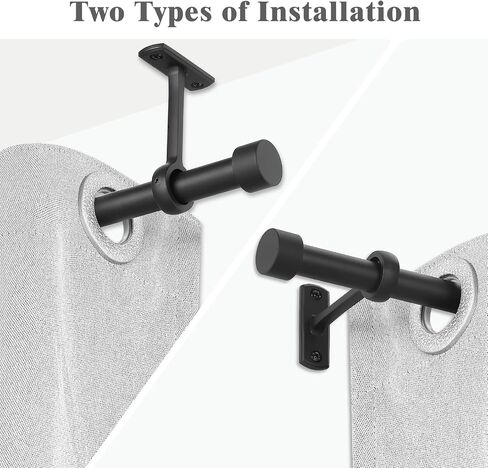 Curtain Rods for Windows 32 to 84, 1 Inch Black Matte Curtain Rod Set, Heavy Duty Drapery Rods with Adjustable Curtain Rods for patio, Outdoor Modern Curtain Rod with Simple End Caps,Black in Saudi Arabia