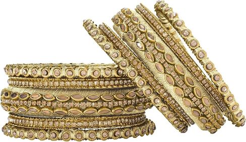 Aheli Silk Thread Faux Stone Studded Bangle Set Chuda Ethnic Indian Wedding Wear Fashion Jewelry for Women in Saudi Arabia