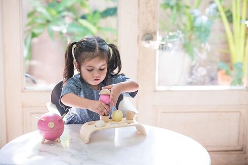 PlanToys Ice Cream Cone Pretend Play Food Set (3486) | Sustainably Made from Rubberwood and Non-Toxic Paints and Dyes in Saudi Arabia