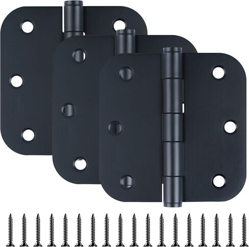 3 Pack Matte Black Door Hinges, Stainless Steel Hinges 3.5 x 3.5 Inch Heavy Duty Door Hinges for Interior/Exterior Doors, 3 1/2 Inches Black Interior Door Hinges with Rounded 5/8" Radius Corners in Kuwait