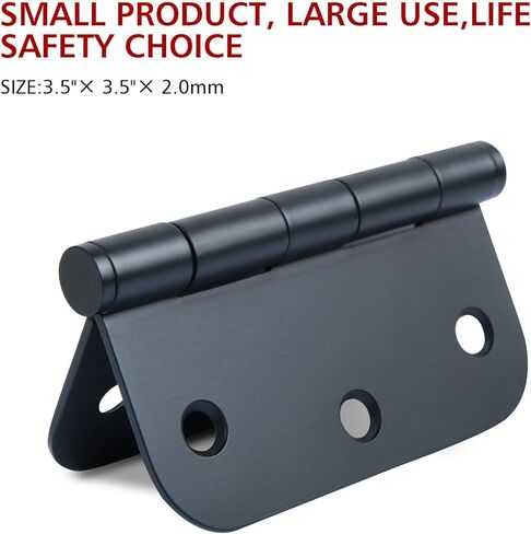 3 Pack Matte Black Door Hinges, Stainless Steel Hinges 3.5 x 3.5 Inch Heavy Duty Door Hinges for Interior/Exterior Doors, 3 1/2 Inches Black Interior Door Hinges with Rounded 5/8" Radius Corners in Kuwait