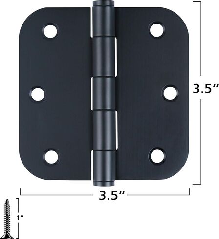 3 Pack Matte Black Door Hinges, Stainless Steel Hinges 3.5 x 3.5 Inch Heavy Duty Door Hinges for Interior/Exterior Doors, 3 1/2 Inches Black Interior Door Hinges with Rounded 5/8" Radius Corners in Kuwait