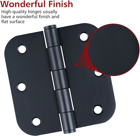 3 Pack Matte Black Door Hinges, Stainless Steel Hinges 3.5 x 3.5 Inch Heavy Duty Door Hinges for Interior/Exterior Doors, 3 1/2 Inches Black Interior Door Hinges with Rounded 5/8" Radius Corners in Kuwait