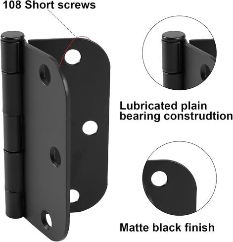 6 Pack Matte Black Door Hinges,3.5" X 3.5" 5/8-Inch Radius Door Hinges,6-Hole Door Hardware Hinge for Doors Oil Rubbed Bronze Interior and Exterior Door Hinges in Saudi Arabia