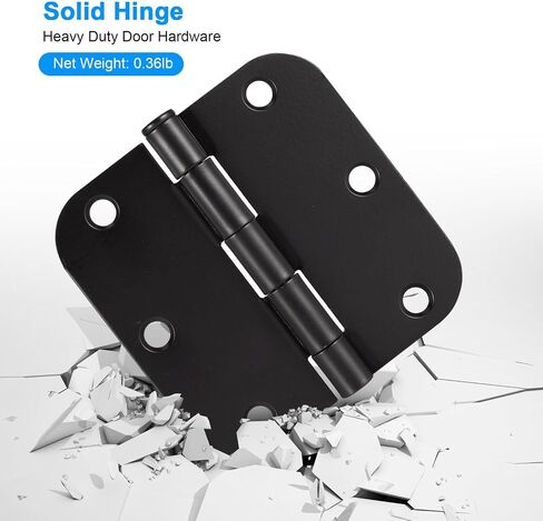 6 Pack Matte Black Door Hinges,3.5" X 3.5" 5/8-Inch Radius Door Hinges,6-Hole Door Hardware Hinge for Doors Oil Rubbed Bronze Interior and Exterior Door Hinges in Saudi Arabia