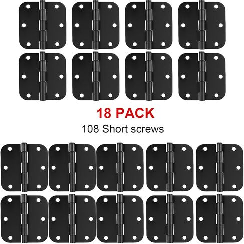 6 Pack Matte Black Door Hinges,3.5" X 3.5" 5/8-Inch Radius Door Hinges,6-Hole Door Hardware Hinge for Doors Oil Rubbed Bronze Interior and Exterior Door Hinges in Saudi Arabia