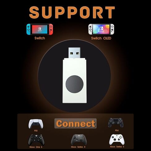 محول وحدة تحكم لجهاز Nintendo Switch، وSwitch OLED، وPS4 وPS5، ومحول وحدة تحكم USB يدعم PS5 PS4، وXbox One S، وXbox Series X/S، وSwitch Pro Controller (لا يدعم وحدة تحكم Xbox One) in Kuwait