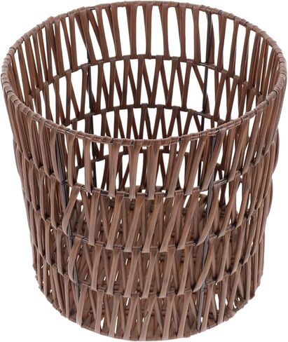 Gatuida Small Woven Basket Trash Can Wastebasket Round Wicker Waste Paper Bin Storage Basket for Bedroom, Bathroom, Office(Brown) in Saudi Arabia