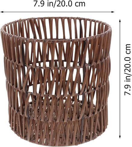 Gatuida Small Woven Basket Trash Can Wastebasket Round Wicker Waste Paper Bin Storage Basket for Bedroom, Bathroom, Office(Brown) in Saudi Arabia