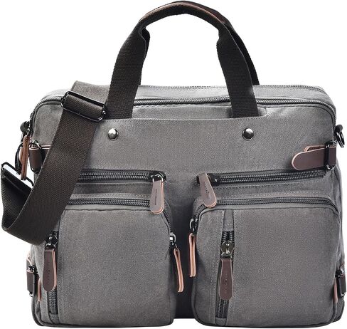 Felipe Varela Convertible Laptop Bag – Durable Canvas Messenger and Briefcase for Men – Fits 17 inch Laptops, Multi-Compartment Computer Bag for Work, Business, and Travel(Black) in Saudi Arabia