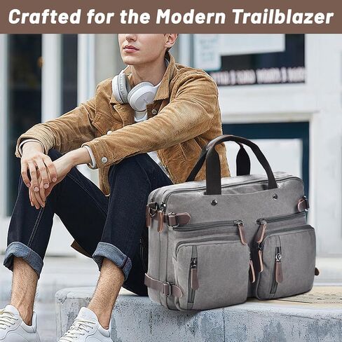 Felipe Varela Convertible Laptop Bag – Durable Canvas Messenger and Briefcase for Men – Fits 17 inch Laptops, Multi-Compartment Computer Bag for Work, Business, and Travel(Black) in Saudi Arabia