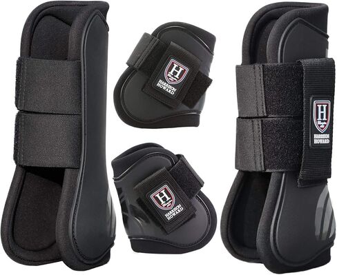 حذاء Harrison Howard Horse Tendon مفتوح من الأمام/حذاء Fetlock للأحذية الواقية للحصان للقفز، مجموعة من 4 قطع لركوب الخيل in Kuwait