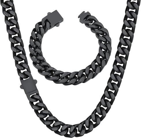 ChainsHouse 12mm 20" Cuban Chain Necklace Men Bracelet 23cm in Saudi Arabia