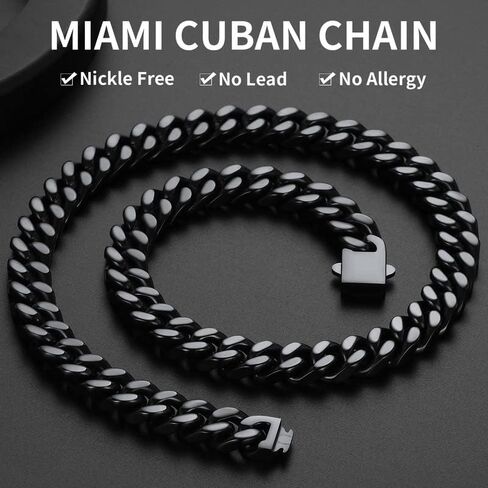 ChainsHouse 12mm 20" Cuban Chain Necklace Men Bracelet 23cm in Saudi Arabia