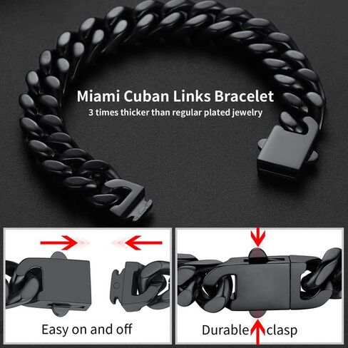 ChainsHouse 12mm 20" Cuban Chain Necklace Men Bracelet 23cm in Saudi Arabia