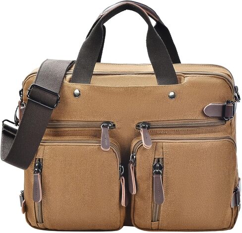 Felipe Varela Convertible Laptop Bag – Durable Canvas Messenger and Briefcase for Men – Fits 17 inch Laptops, Multi-Compartment Computer Bag for Work, Business, and Travel(Black) in Saudi Arabia