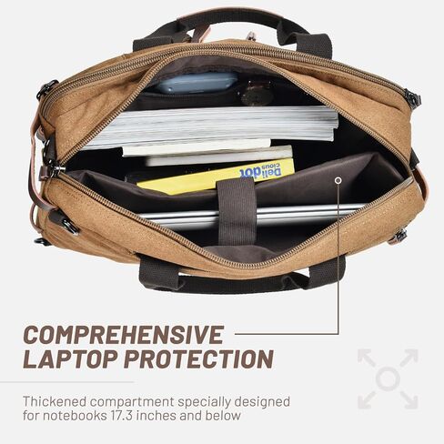 Felipe Varela Convertible Laptop Bag – Durable Canvas Messenger and Briefcase for Men – Fits 17 inch Laptops, Multi-Compartment Computer Bag for Work, Business, and Travel(Black) in Saudi Arabia