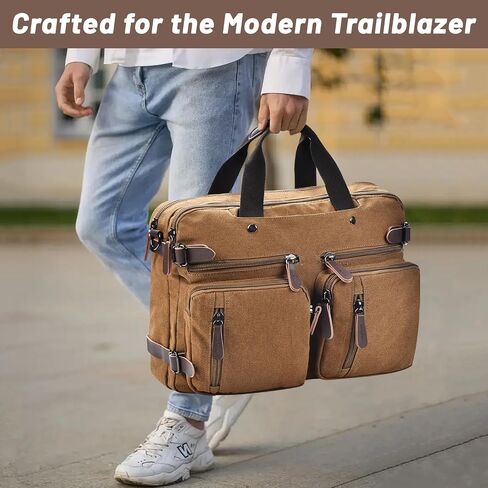 Felipe Varela Convertible Laptop Bag – Durable Canvas Messenger and Briefcase for Men – Fits 17 inch Laptops, Multi-Compartment Computer Bag for Work, Business, and Travel(Black) in Saudi Arabia