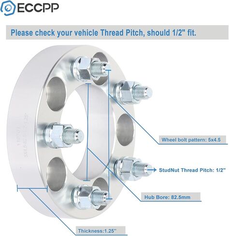 ECCPP 2PCS 1" 5 Lug Wheel Spacers 5x4.5 5x114.3mm to 5x114.3mm Wheel Spacers Kits 1/2x20 Studs 82.5mm fit 2007-2013 for Ford Edge 1981-2011 for Ford Ranger in Saudi Arabia