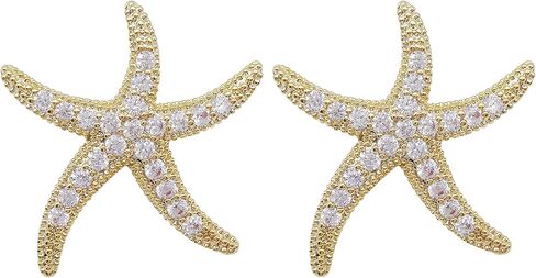 925 فضة آخر لطيف نجم البحر ستار على شكل أقراط مرصعة بحجر الزركون الأذن مربط الذهب الأبيض مجوهرات مطلية هدايا WK90047 in Kuwait