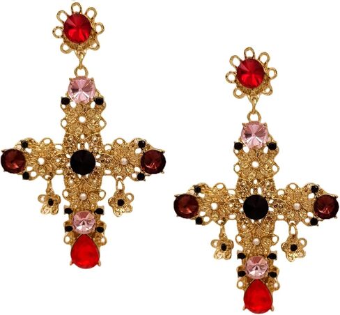 الحديث خمر الذهبي تخريمية زهرة استرخى كريستال الصليب الأقراط in Kuwait