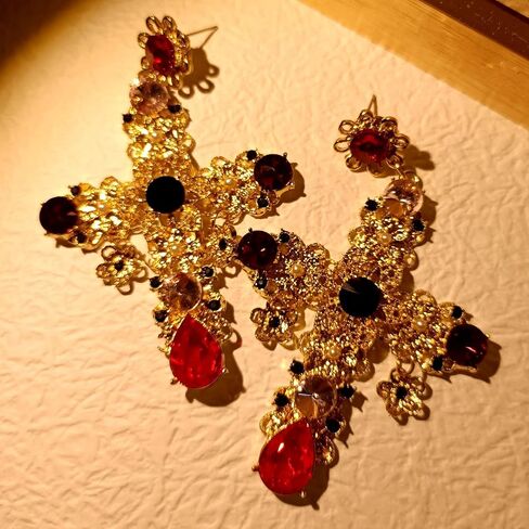 الحديث خمر الذهبي تخريمية زهرة استرخى كريستال الصليب الأقراط in Kuwait