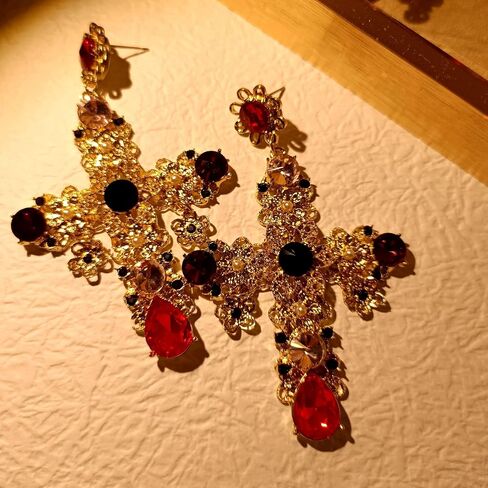 الحديث خمر الذهبي تخريمية زهرة استرخى كريستال الصليب الأقراط in Kuwait