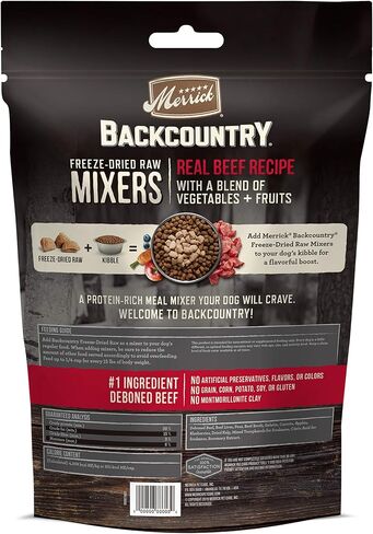 Merrick Backcountry تجميد خلاطات وجبات طعام الكلاب الجافة الخالية من الحبوب الخام المجففة مع اللحوم الحقيقية 12.5 أونصة (عبوة من قطعة واحدة) in Saudi Arabia