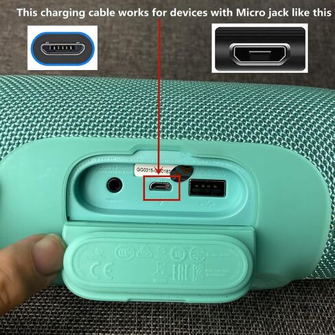 Saipomor Flip4 Replacement Cable Micro USB Fast Charger Flat Cord Compatible with JBL Flip4 Flip3 Clip3 Charge2+ Charge3 Pulse3 Bluetooth Speaker and Logitech UE Boom3 22AWG Android Phones(3.3ft) in Kuwait