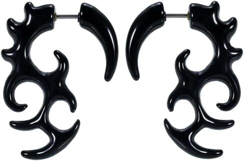 MIGUO STORE Unique Punk Black Round Horn Claw Stud Earrings Spiral Puncture Earrings for Women for Men Chic Personalized Geometry Stud Earrings Gift in Saudi Arabia