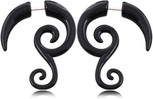 MIGUO STORE Unique Punk Black Round Horn Claw Stud Earrings Spiral Puncture Earrings for Women for Men Chic Personalized Geometry Stud Earrings Gift in Saudi Arabia