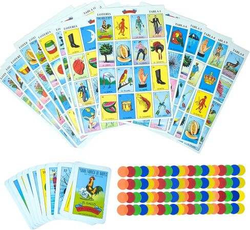 The Original Lotería Mexican Bingo Game Set - Complete with 100 Bingo Chips for 20 Players - Authentic Lotería de Lujo Mexicana - Colorful Loteria Cards in Saudi Arabia