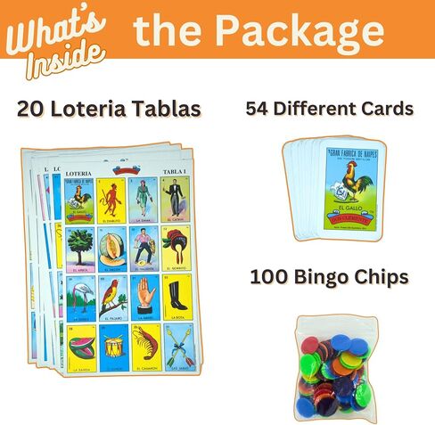 The Original Lotería Mexican Bingo Game Set - Complete with 100 Bingo Chips for 20 Players - Authentic Lotería de Lujo Mexicana - Colorful Loteria Cards in Saudi Arabia