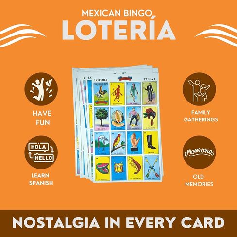 The Original Lotería Mexican Bingo Game Set - Complete with 100 Bingo Chips for 20 Players - Authentic Lotería de Lujo Mexicana - Colorful Loteria Cards in Saudi Arabia