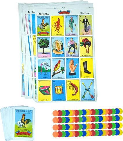 The Original Lotería Mexican Bingo Game Set - Complete with 100 Bingo Chips for 20 Players - Authentic Lotería de Lujo Mexicana - Colorful Loteria Cards in Saudi Arabia