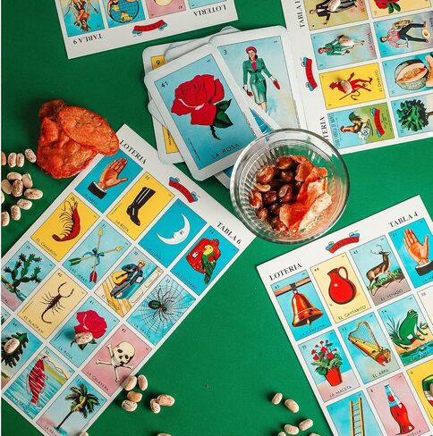 The Original Lotería Mexican Bingo Game Set - Complete with 100 Bingo Chips for 20 Players - Authentic Lotería de Lujo Mexicana - Colorful Loteria Cards in Saudi Arabia