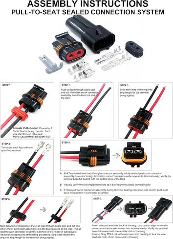 2 Pin Metri-Pack Waterproof Connector 10-12awg Terminals and Seals 46Amp (10-12 GA-2 Set) in Saudi Arabia