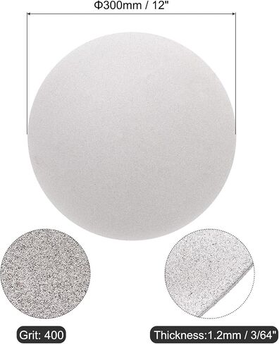 uxcell Diamond Sanding Grinding Disc, 12-Inch (300mm) Grit 400 No Center Hole, Flat Lap Disk Polishing Discs Abrasive Wheel for Gemstone Tile Porcelain Glass Stone Metal in Saudi Arabia