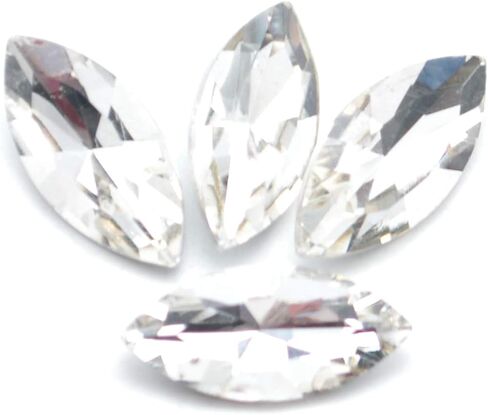 Catotrem Horse Eye Shape Crystal Clear Glass Rhinestones Pointback Fancy Stones Inlay for Necklace Wedding Dress Decorations7x15mm(50pcs-White) in Saudi Arabia