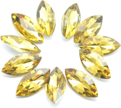 Catotrem Horse Eye Shape Crystal Clear Glass Rhinestones Pointback Fancy Stones Inlay for Necklace Wedding Dress Decorations7x15mm(50pcs-White) in Saudi Arabia