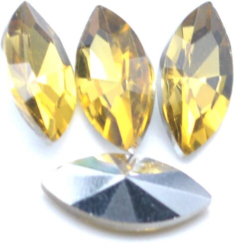 Catotrem Horse Eye Shape Crystal Clear Glass Rhinestones Pointback Fancy Stones Inlay for Necklace Wedding Dress Decorations7x15mm(50pcs-White) in Saudi Arabia