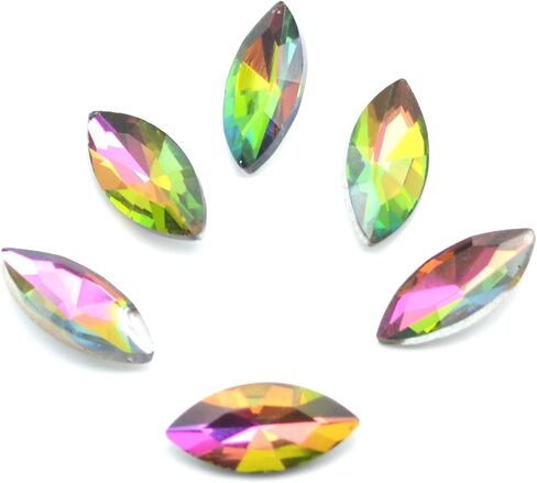 Catotrem Horse Eye Shape Crystal Clear Glass Rhinestones Pointback Fancy Stones Inlay for Necklace Wedding Dress Decorations7x15mm(50pcs-White) in Saudi Arabia