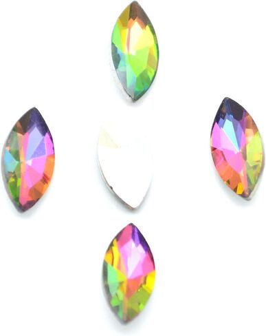 Catotrem Horse Eye Shape Crystal Clear Glass Rhinestones Pointback Fancy Stones Inlay for Necklace Wedding Dress Decorations7x15mm(50pcs-White) in Saudi Arabia
