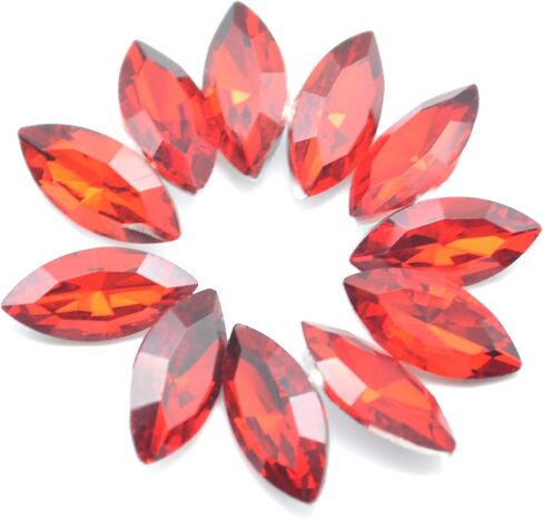 Catotrem Horse Eye Shape Crystal Clear Glass Rhinestones Pointback Fancy Stones Inlay for Necklace Wedding Dress Decorations7x15mm(50pcs-White) in Saudi Arabia