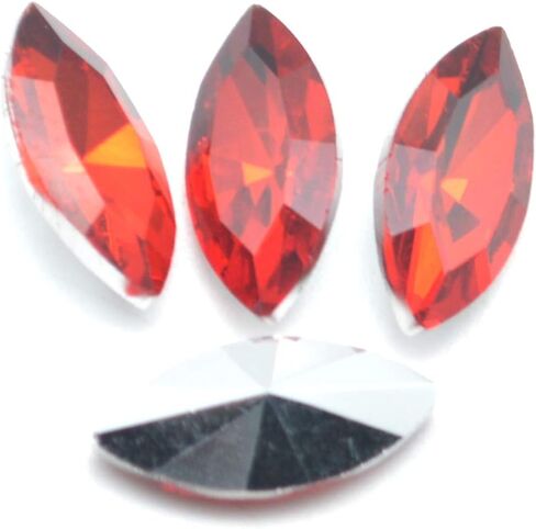 Catotrem Horse Eye Shape Crystal Clear Glass Rhinestones Pointback Fancy Stones Inlay for Necklace Wedding Dress Decorations7x15mm(50pcs-White) in Saudi Arabia